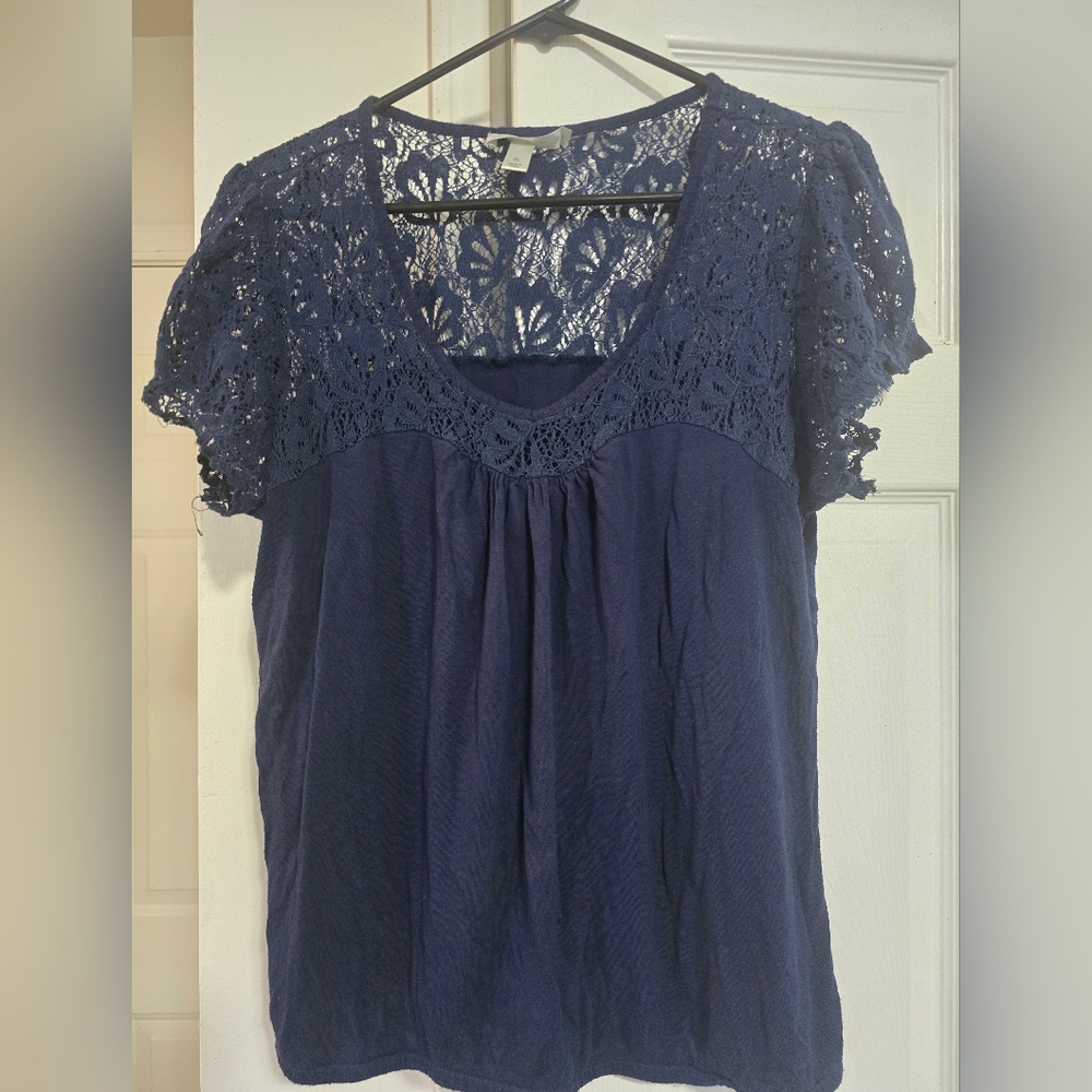 Dressbarn Navy Lace Blouse